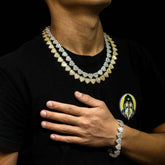 GL Heart Shape Hip Hop Iced Out Silver VVS Moissanite Baguette Diamond Chain